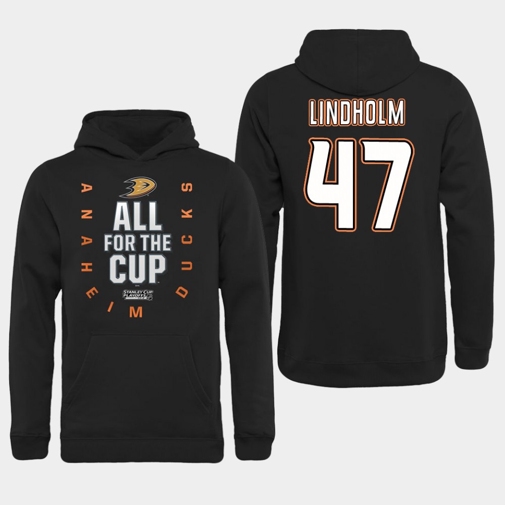 NHL Men Anaheim Ducks #47 Lindholm Black All for the Cup Hoodie->anaheim ducks->NHL Jersey